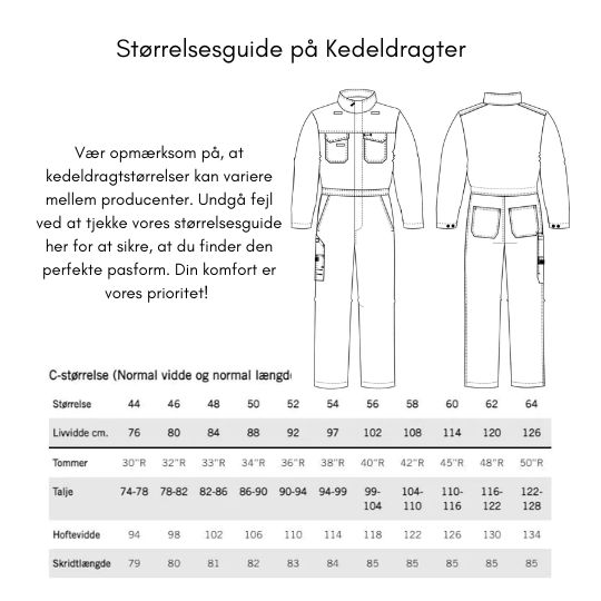 Specials-Butikken størrelsesguide af Kedeldragter